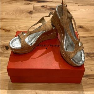 Donald J Pliner Metallic Cork Wedges